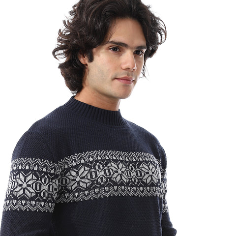 Wool Men Pullover With Multi Design