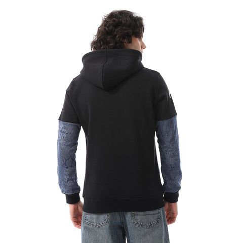 Mens Hoodie With Through Zipper And Army Design