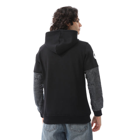 Mens Hoodie With Through Zipper And Army Design