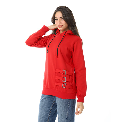 Women Plain Closed Hoodie With Accessories