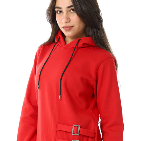 Women Plain Closed Hoodie With Accessories