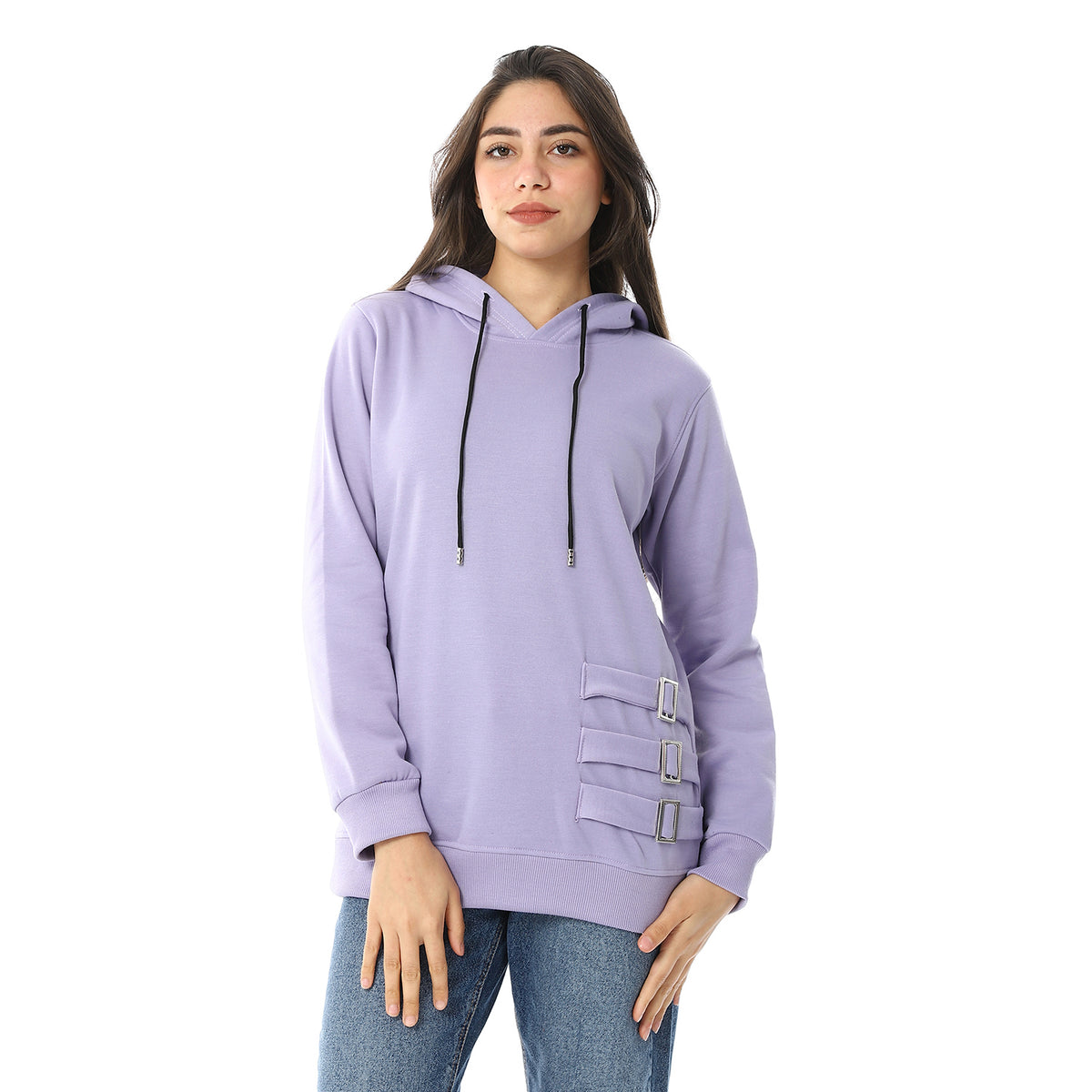 Women Plain Closed Hoodie With Accessories