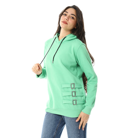 Women Plain Closed Hoodie With Accessories