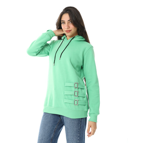 Women Plain Closed Hoodie With Accessories