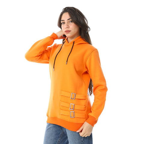 Women Plain Closed Hoodie With Accessories