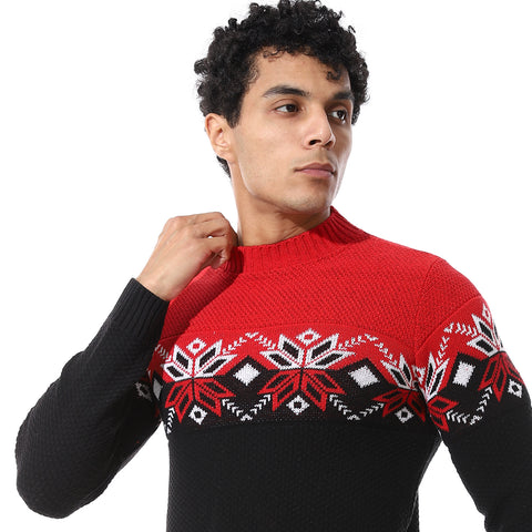 Wool Men Pullover With Multi Design