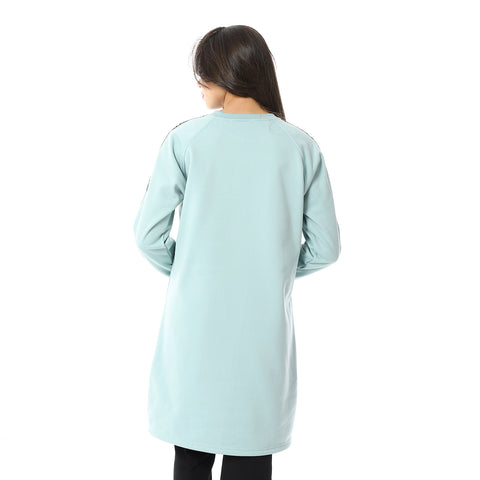 Women Long Closed Hoodie With Tape On Sleeves