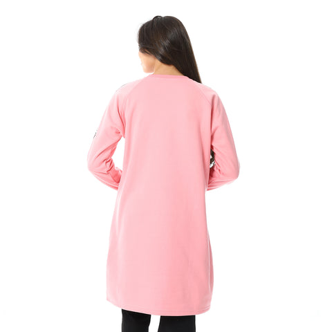 Women Long Closed Hoodie With Tape On Sleeves