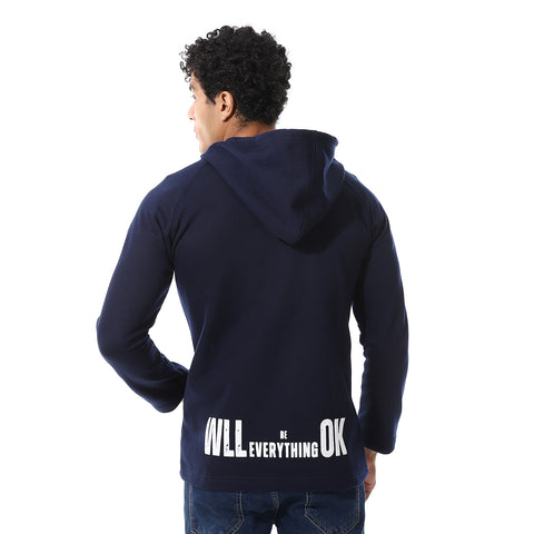 Men's Hoodie with Through Zipper and Printed