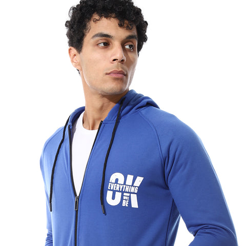 Mens Hoodie With Through Zipper And Printed