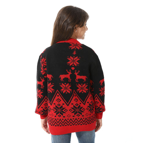 Girls Wool Pullover With Mutlicolour Design