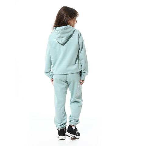 Girls Training Suit with Hooded Neck Print Girls