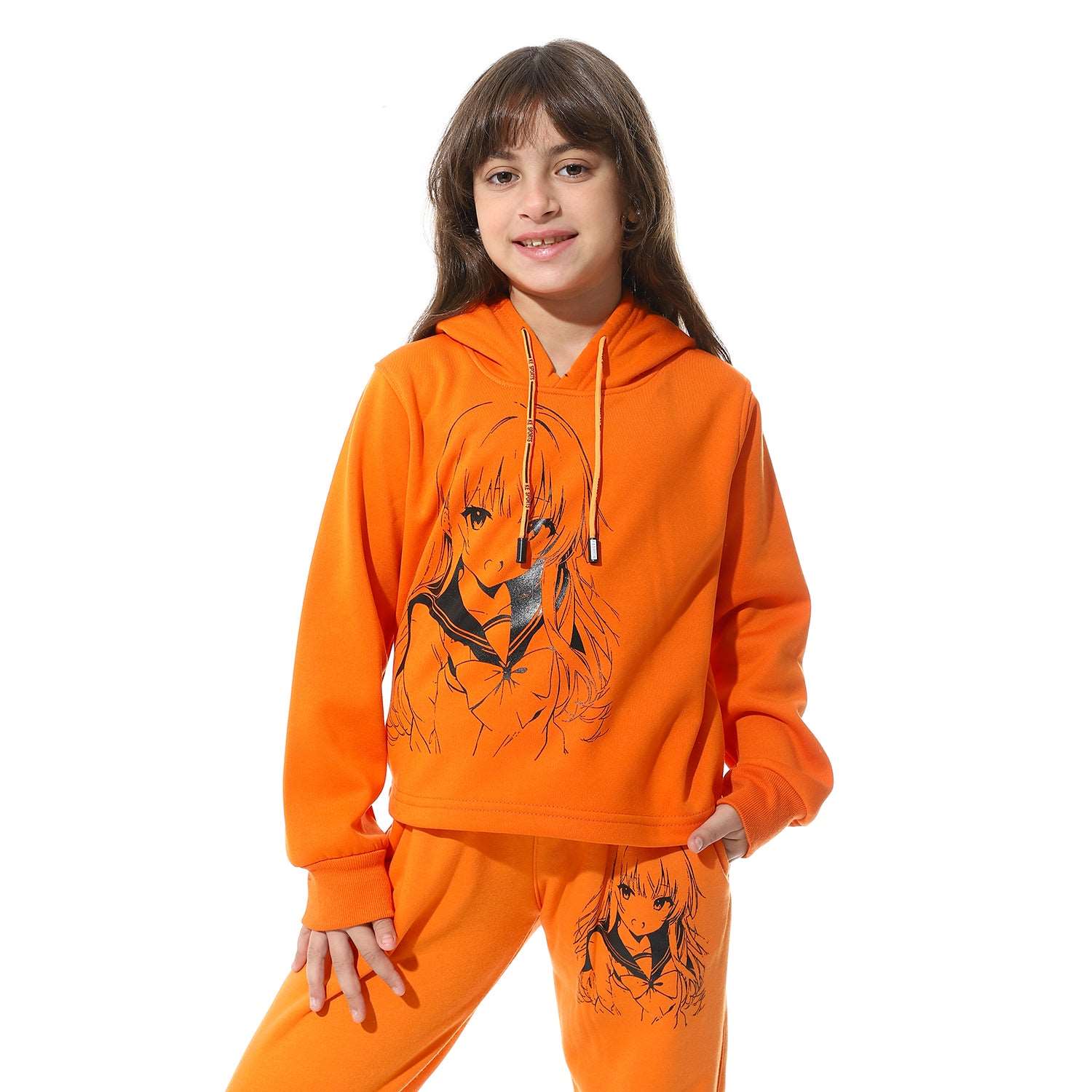 Girls Training Suit with Hooded Neck print Girls