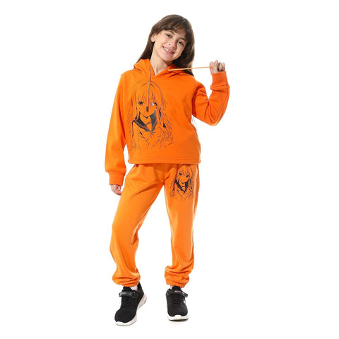 Girls Training Suit with Hooded Neck print Girls