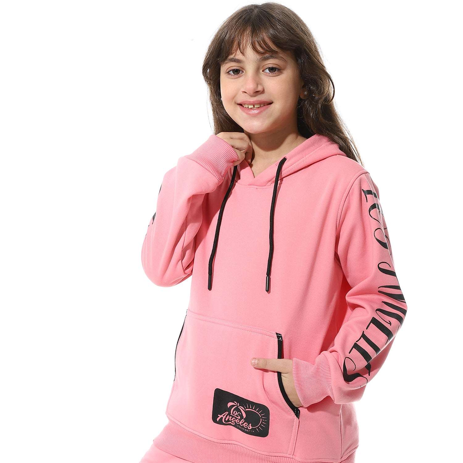 Girls Training Suit with Hooded neck print on sleeves