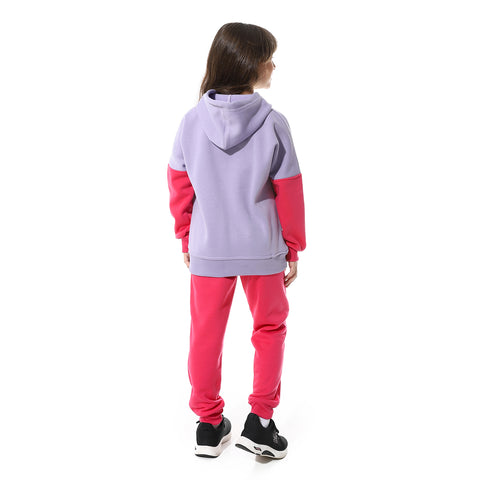 Girls Training Suit with Hooded Neck Printed Rabbit