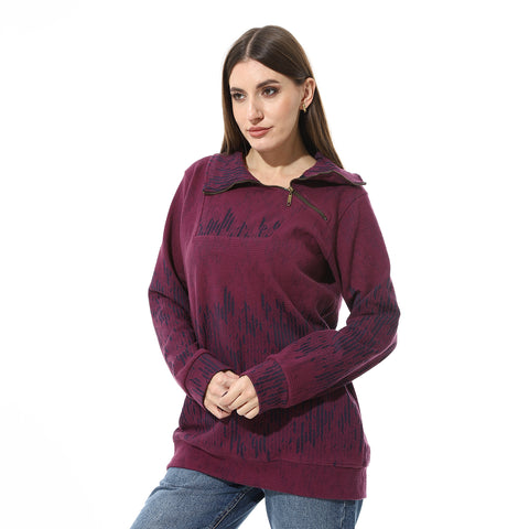 Women Closed Sweat Shirt With High Neck