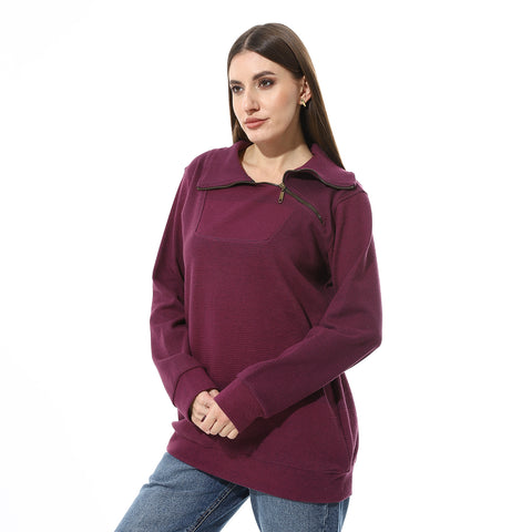 Women Closed Sweat Shirt With High Neck