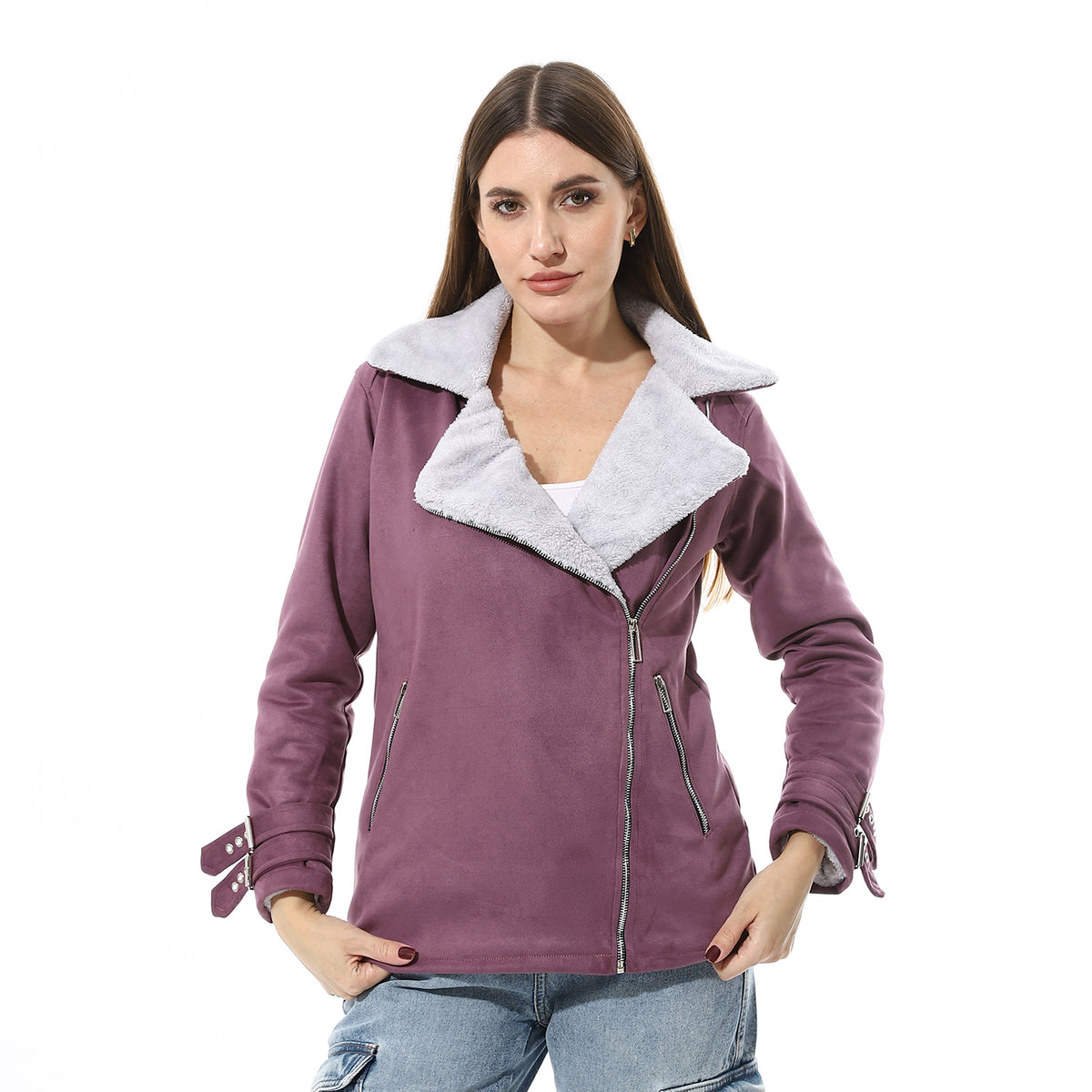 Women Chmois Lining Jacket With Zipper And Front Pockets