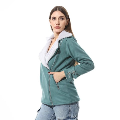 Women Chmois Lining Jacket With Zipper And Front Pockets