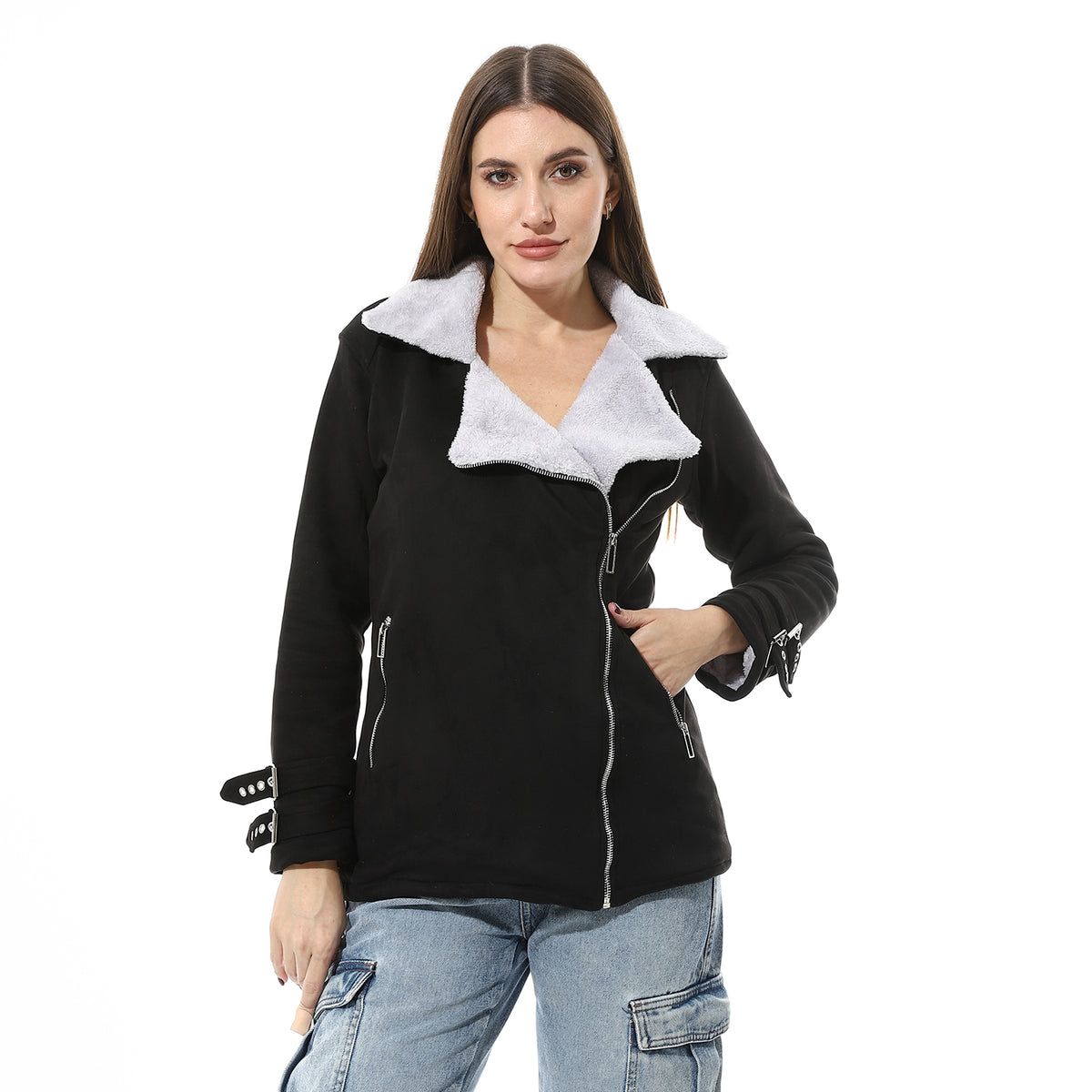 Women Chmois Lining Jacket With Zipper And Front Pockets