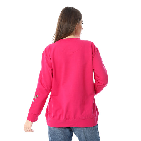 WomenEmbroidery Melton T-shirt With Long Sleeves