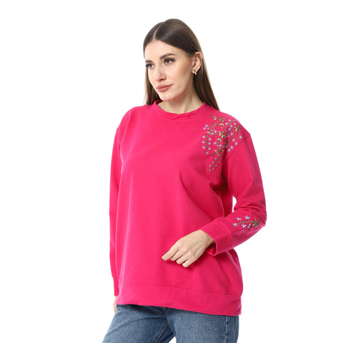 WomenEmbroidery Melton T-shirt With Long Sleeves