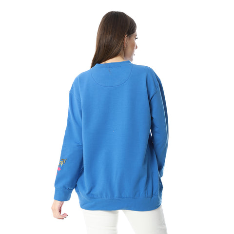 WomenEmbroidery Melton T-shirt With Long Sleeves