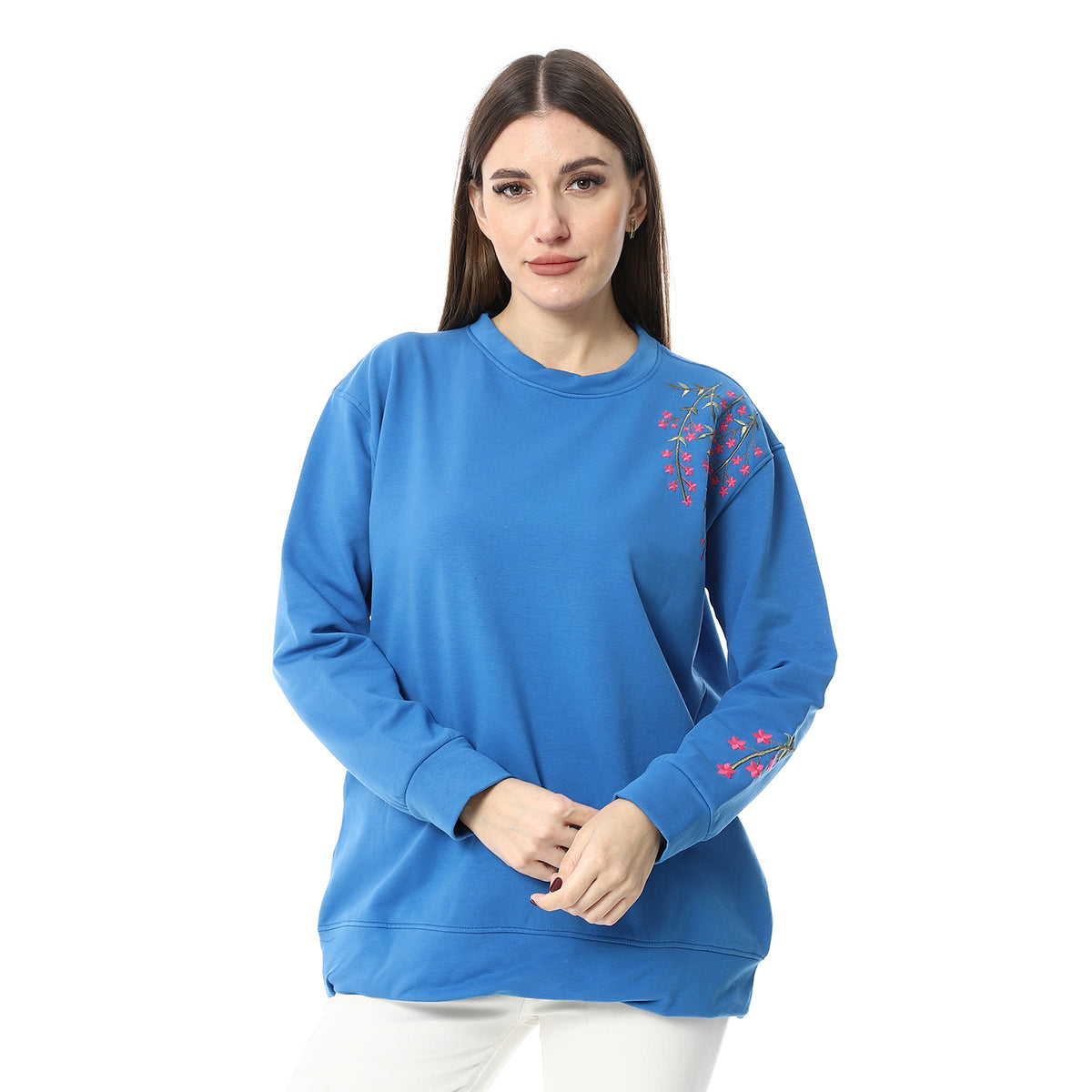 WomenEmbroidery Melton T-shirt With Long Sleeves