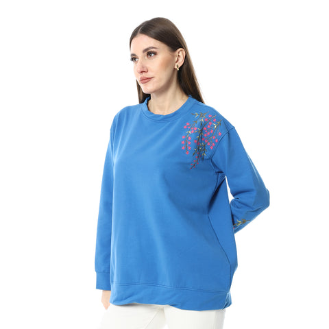 WomenEmbroidery Melton T-shirt With Long Sleeves