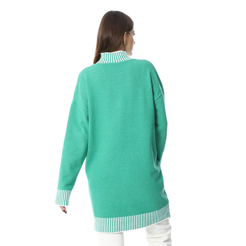 Women Wool Long Pullover With High Neck