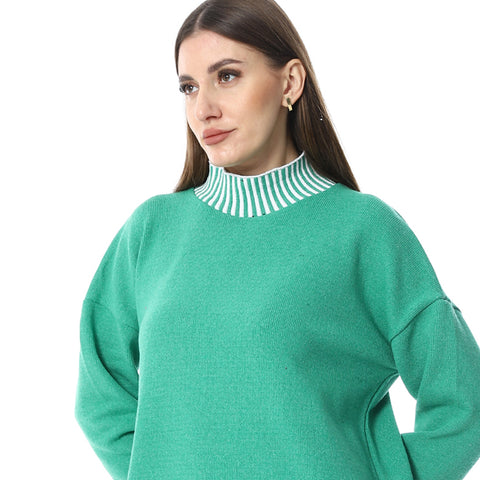 Women Wool Long Pullover With High Neck