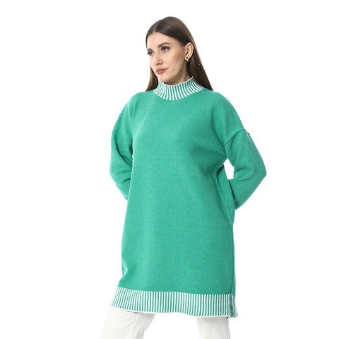 Women Wool Long Pullover With High Neck