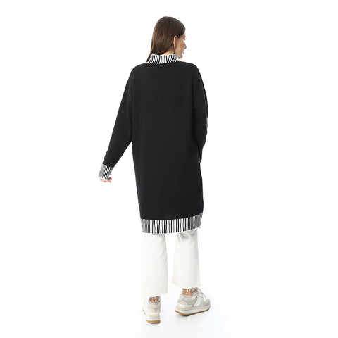 Women Wool Long Pullover With High Neck