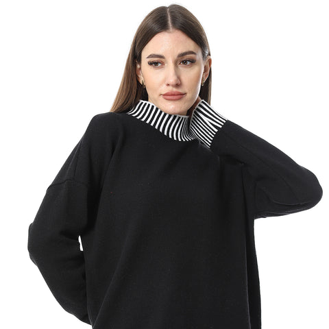 Women Wool Long Pullover With High Neck