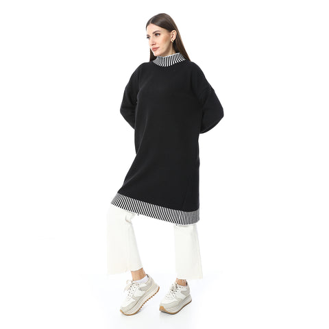 Women Wool Long Pullover With High Neck