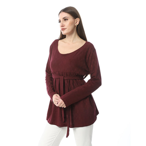 Women Plain Blouse With Long Sleeves