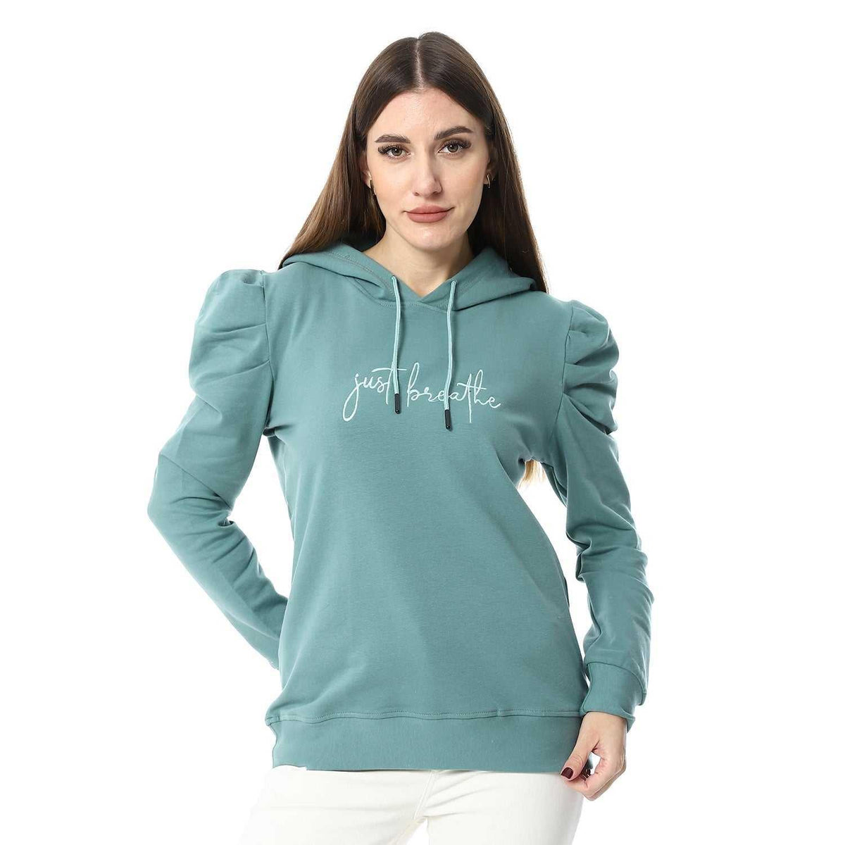 Women Embroidery Melton T-shirt With Long Sleeves