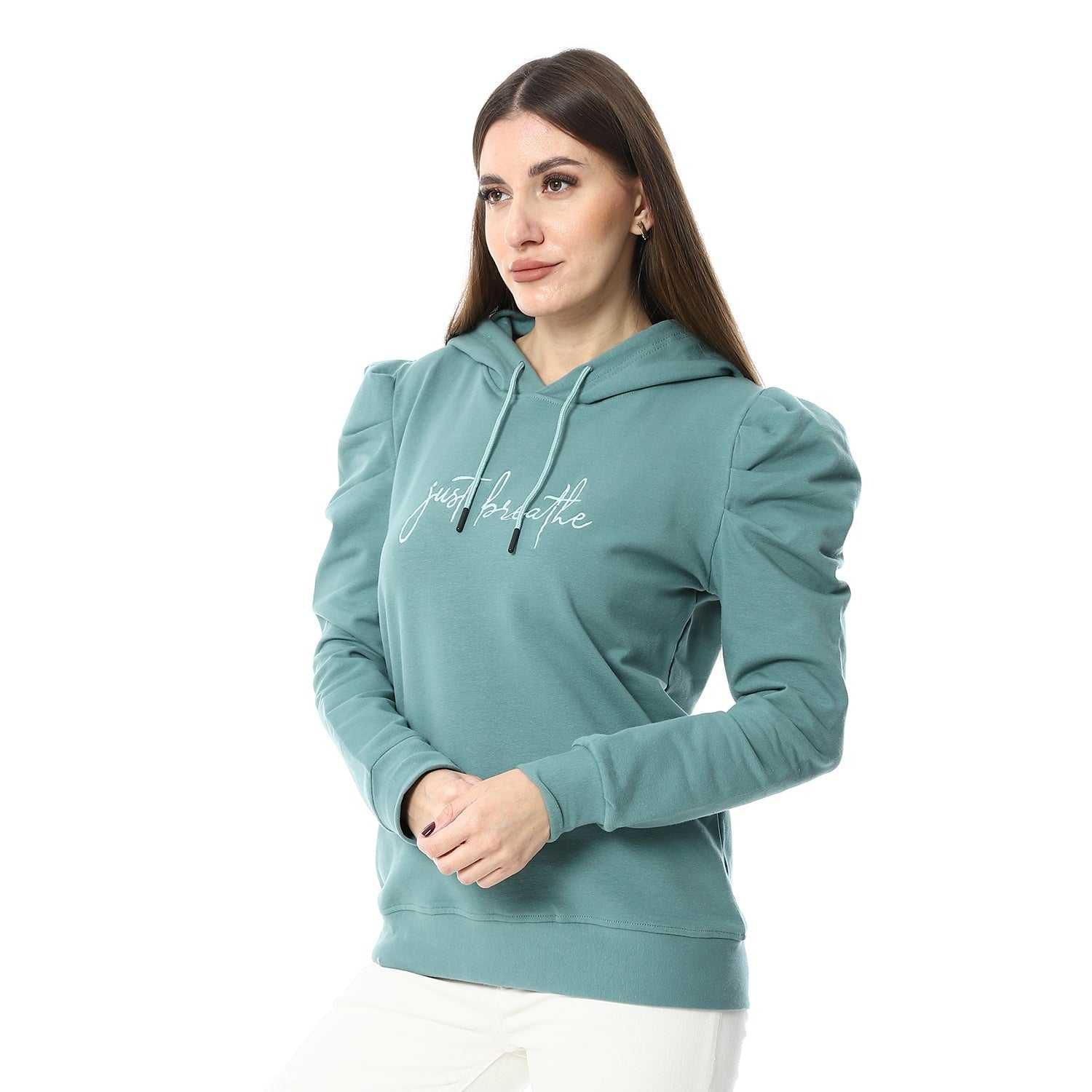 Women Embroidery Melton T-shirt With Long Sleeves