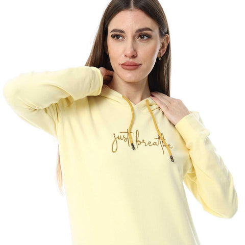 Women Embroidery T-shirt Hooded Neck