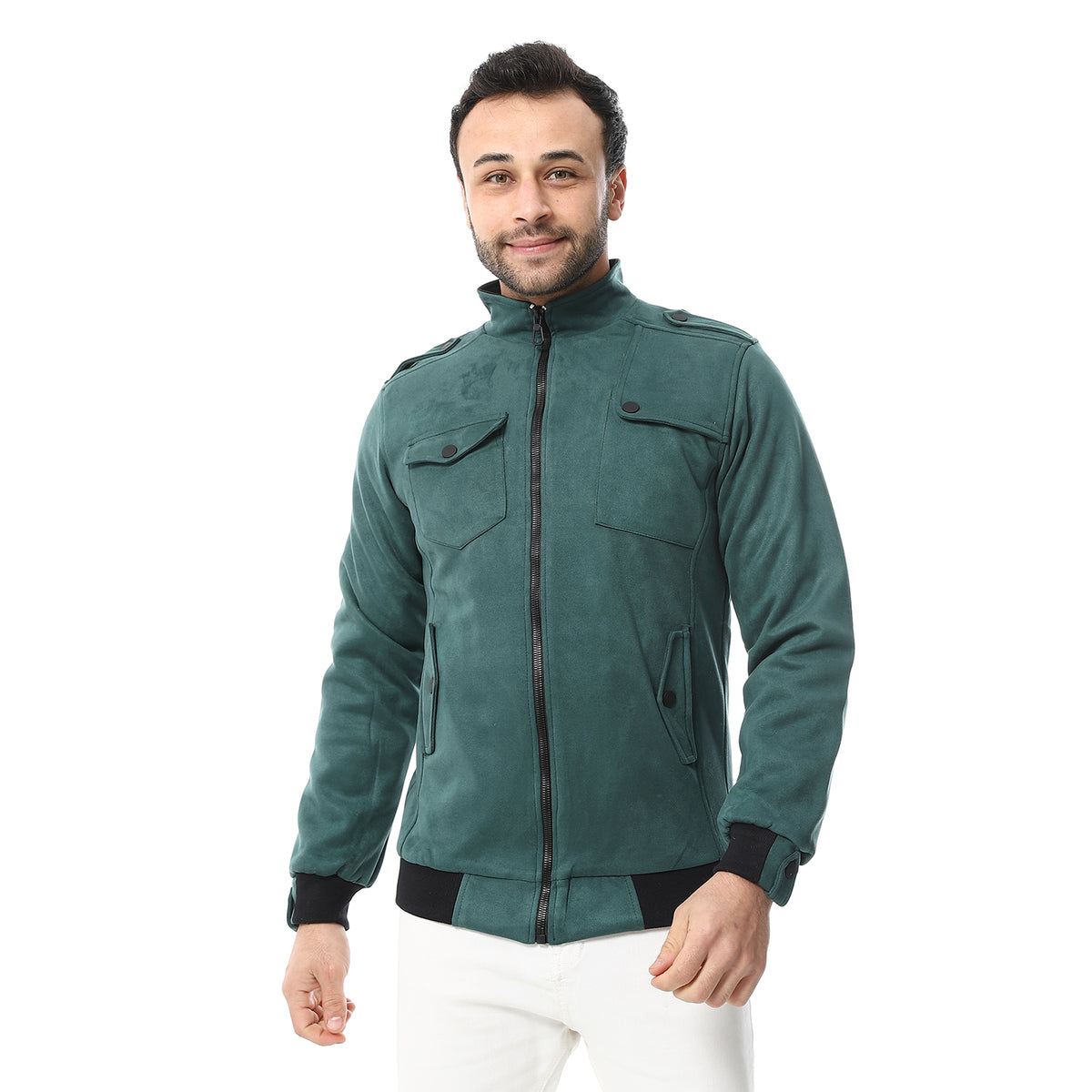 Mens Chmois Lining Jacket With Zipper And Front Pockets