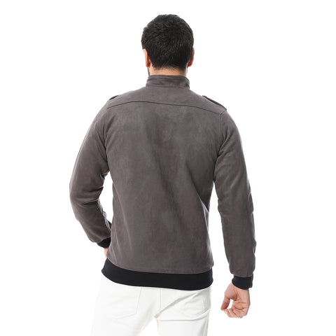 Mens Chmois Lining Jacket With Zipper And Front Pockets