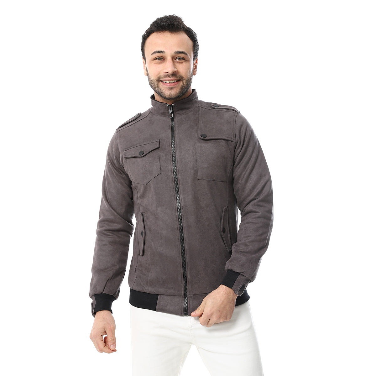 Mens Chmois Lining Jacket With Zipper And Front Pockets