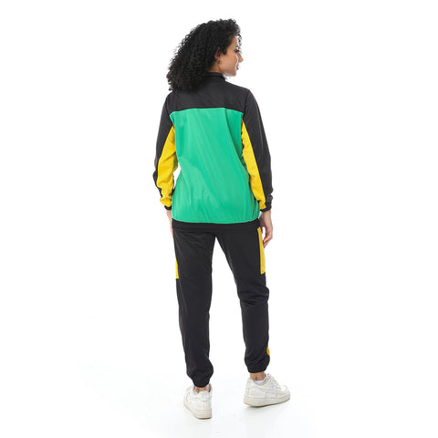 Women Black Tracksuit Set with Zipper ترنج رياضي حريمي مريح بكم طويل 