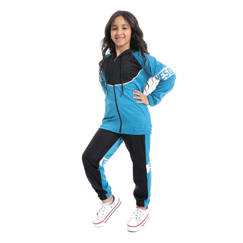 ترنج بناتي رياضي بسوسته  و بنطلون مريح - Girls Training suit with Collar neck- ترنجات بناتي صيفي بسويته - لبس بناتي 