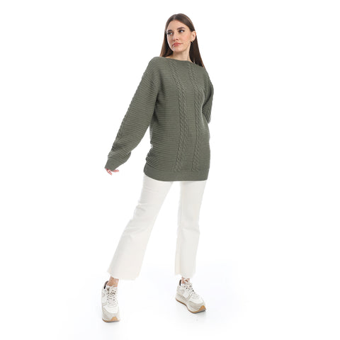 women wool plain pullover with round neck and multidesign