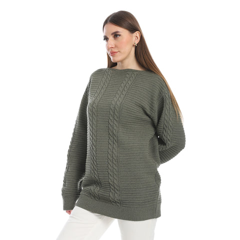 women wool plain pullover with round neck and multidesign