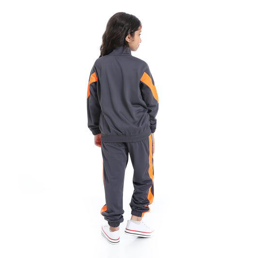 ترنج بناتي رياضي بسوسته  و بنطلون مريح - Girls Training suit with Collar neck- ترنجات بناتي صيفي بسويته - لبس بناتي 