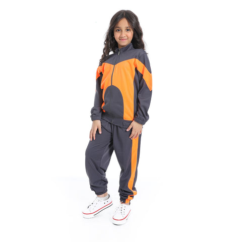 ترنج بناتي رياضي بسوسته  و بنطلون مريح - Girls Training suit with Collar neck- ترنجات بناتي صيفي بسويته - لبس بناتي 
