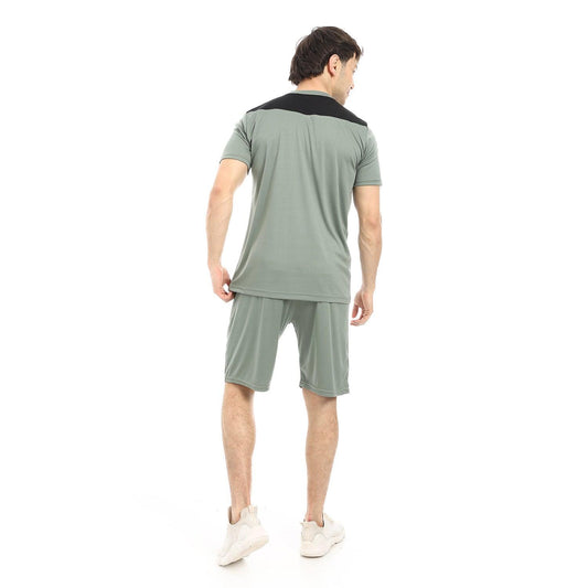Men sports kit with shorts and t-shirt -تيشيرت رياضي و شورت رياضي رجالي من Caesar طقم رياضي للرجال 